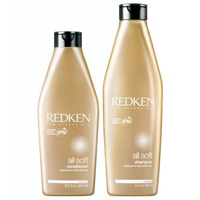 Redken All Soft Shampoo 300ml And Conditioner 300ml Hydrating Bundle To Add Softness & Shine For Dry Hair