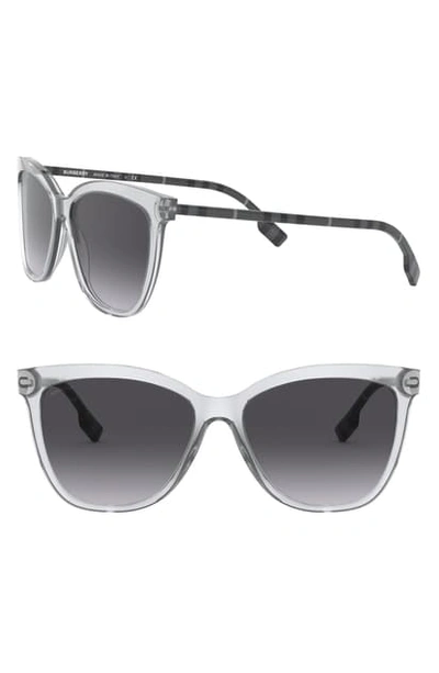 Shop Burberry 56mm Square Sunglasses In Transparent Grey/ Grey Grad