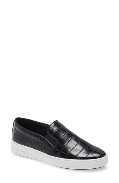 Shop Michael Michael Kors Keaton Slip-on Sneaker In Dark Berry Embossed Leather