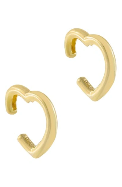 Shop Adinas Jewels Open Heart Ear Cuffs In Gold