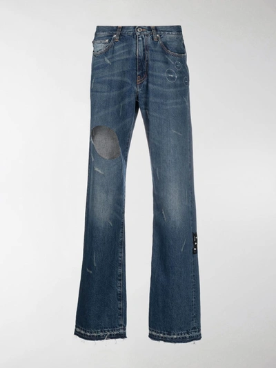 Shop Off-white Ripped Detail Jeans In Blue