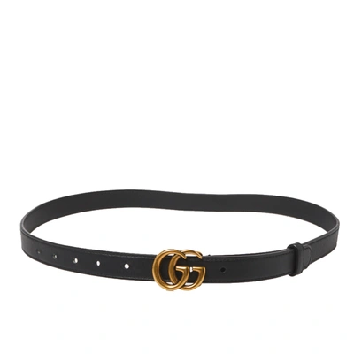 Pre-owned Gucci Black Leather Gg Marmont Belt 85cm