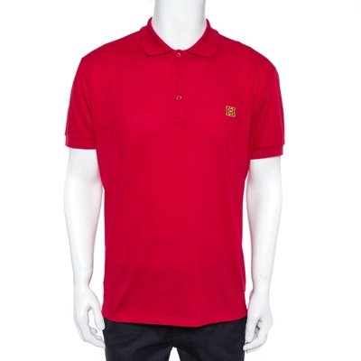 Pre-owned Fendi Red Cotton Pique Ff Logo Detail Polo T-shirt 3xl