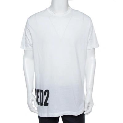 Pre-owned Dsquared2 White Logo Print Cotton Long Cool Fit T-shirt Xxl