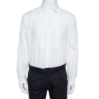 Pre-owned Burberry White Cotton Jaden Double-cuff Pleated-bib Shirt Xl