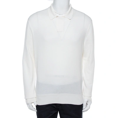 Pre-owned Tom Ford White Cotton Silk Blend Polo Sweater Xxl