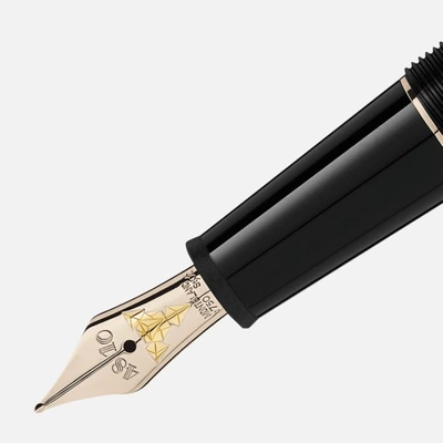 Shop Montblanc Meisterstück Doué Geometry Champagne-gold Classique Fountain Pen In Black