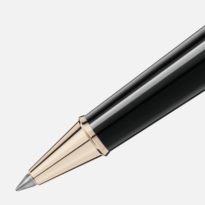 Shop Montblanc Meisterstück Doué Geometry Champagne Gold-coated Classique Rollerball In Black