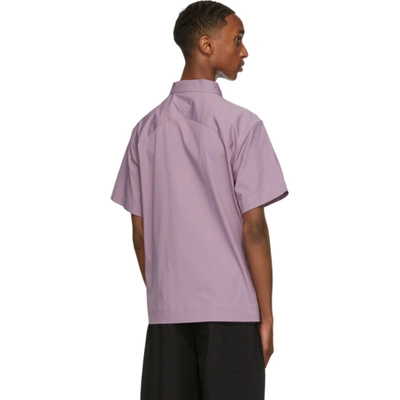 Shop Bottega Veneta Purple Cotton Poplin Short Sleeve Shirt In 5115-lavend