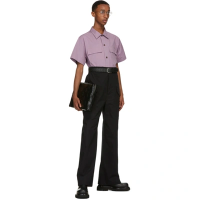 Shop Bottega Veneta Purple Cotton Poplin Short Sleeve Shirt In 5115-lavend