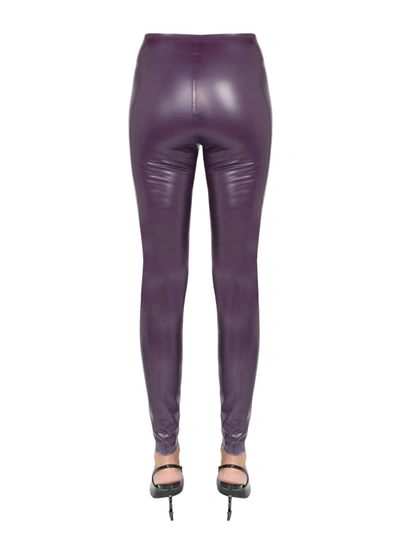 Shop Saint Laurent Latex Leggings In Purple