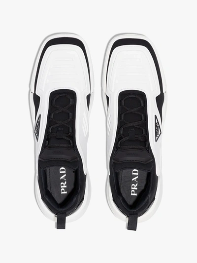 Shop Prada Black White Techno Stretch 1 Sneakers In Schwarz