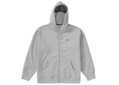 Pre-owned Supreme Small Box Facemask Zip Up Hooded Sweatshirt Heather Grey  | ModeSens