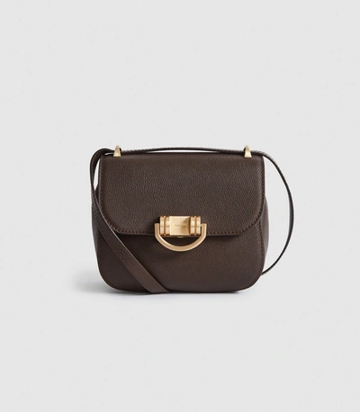 Shop Reiss Mini Leather Cross Body Bag In Brown