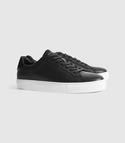 Shop Reiss Leather Trainers In Black
