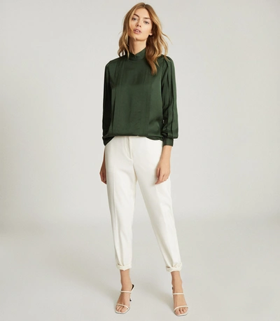 Shop Reiss High Neck Blouse In Green