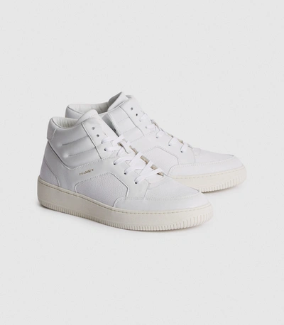 Shop Reiss Leather High-top Trainers In White