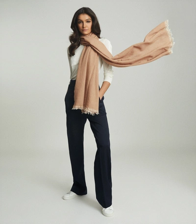 Shop Reiss Cashmere Blend Scarf In Camel