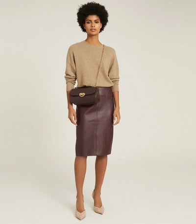 Shop Reiss Leather Pencil Skirt In Berry