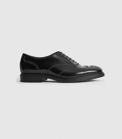 Shop Reiss Studded Leather Brogues In Black