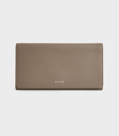Shop Reiss Leather Travel Wallet In Taupe