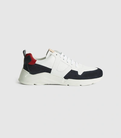 Shop Reiss Leather Trainers In White/navy