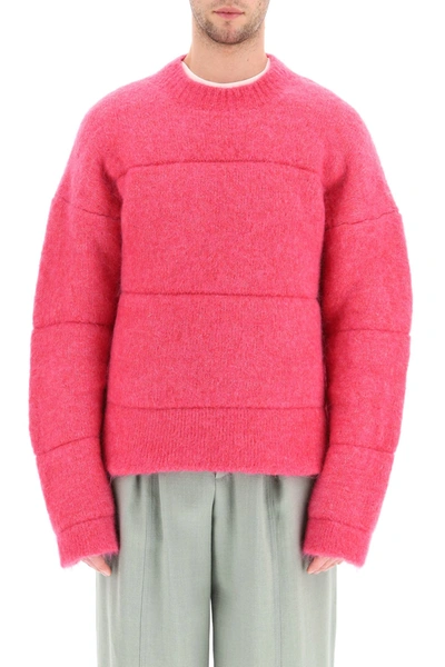 Shop Jacquemus La Maille Albi Crew Neck Sweater In Pink
