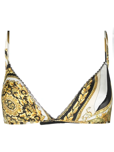 Shop Versace Baroque-print Soft Cup Bra In Yellow