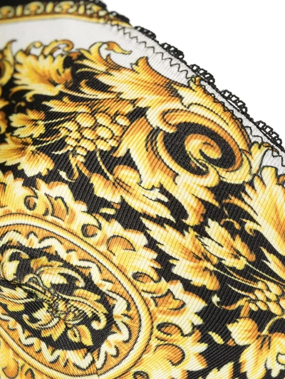 Shop Versace Baroque-print Soft Cup Bra In Yellow