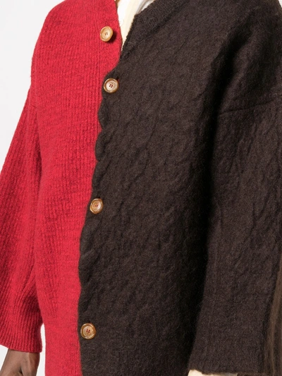 Shop Marni Two-tone Cardigan In Red