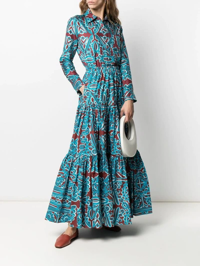Shop La Doublej Big Parnaveg-print Tiered Skirt In Blue