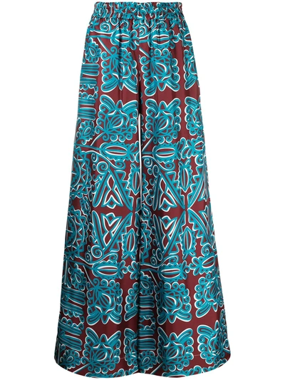 Shop La Doublej All-over Print Palazzo Trousers In Blue