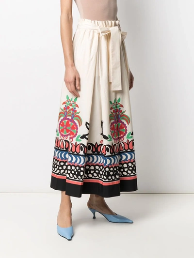 Shop La Doublej Sardegna Calata-print Cotton Skirt In Neutrals