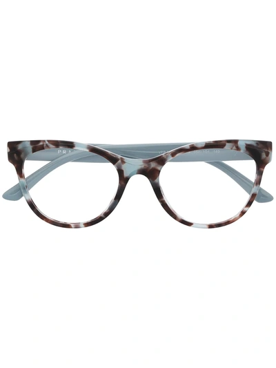 Shop Prada Tortoiseshell-effect Square-frame Glasses In Blue
