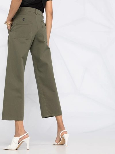 Shop Valentino Cropped Wide-leg Trousers In Green