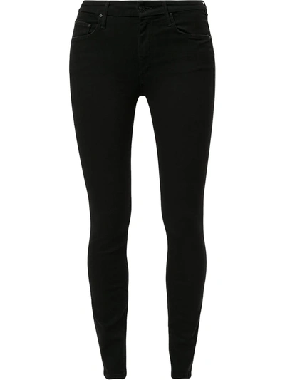 Shop Mother The Looker Mid-rise Skinny Jeans In Black