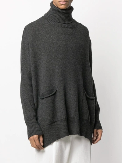 Shop Ma'ry'ya Oversized Roll-neck Jumper In Grey