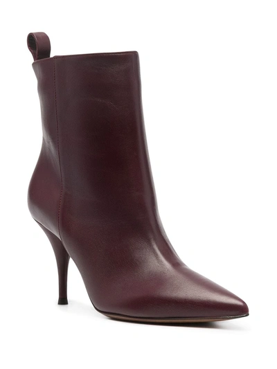 Shop L'autre Chose Leather Ankle Booties In Purple