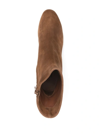 Shop L'autre Chose Round Toe Suede Boots In Brown