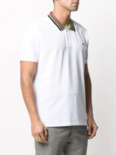 Shop Vivienne Westwood Stripe-collar Polo Shirt In White