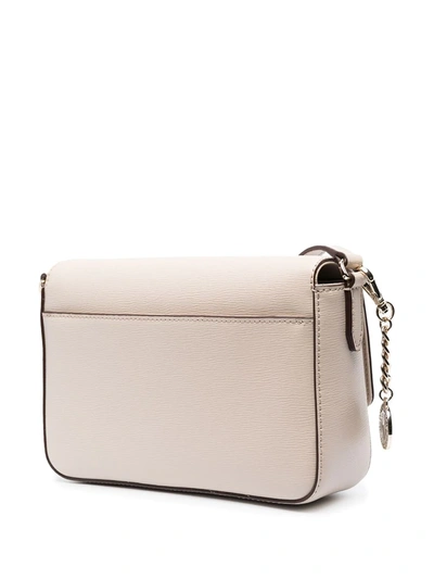 Shop Dkny Hanging Logo Plaque Crossbody Bag In Neutrals