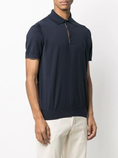 Shop Brunello Cucinelli Short Sleeved Polo Shirt In Blue