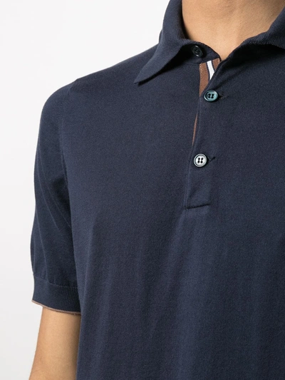 Shop Brunello Cucinelli Short Sleeved Polo Shirt In Blue