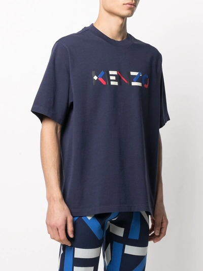 Shop Kenzo Logo-print Short-sleeve T-shirt In Blue