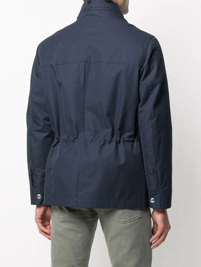 Shop Brunello Cucinelli Multi-pocket Down-padded Jacket In Blue