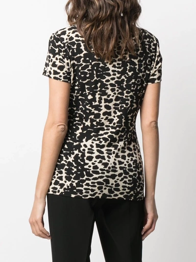 Shop Dkny Animal Print Wrap Style Top In Black