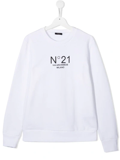 Shop N°21 Teen Logo Print Sweatshirt In White