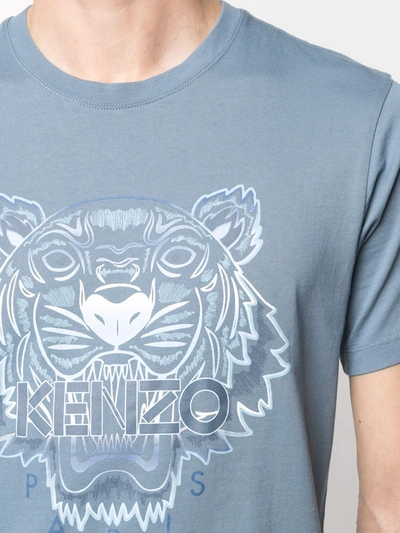 Shop Kenzo Tiger Motif Logo-print T-shirt In Blue