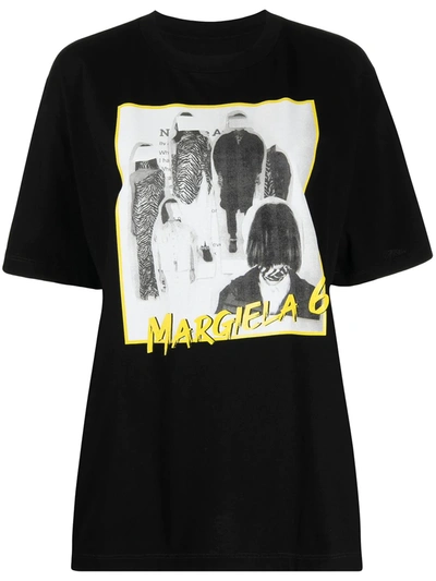 Shop Mm6 Maison Margiela Graphic-print T-shirt In Black