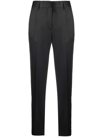Shop Mm6 Maison Margiela High-waisted Satin Trousers In Black